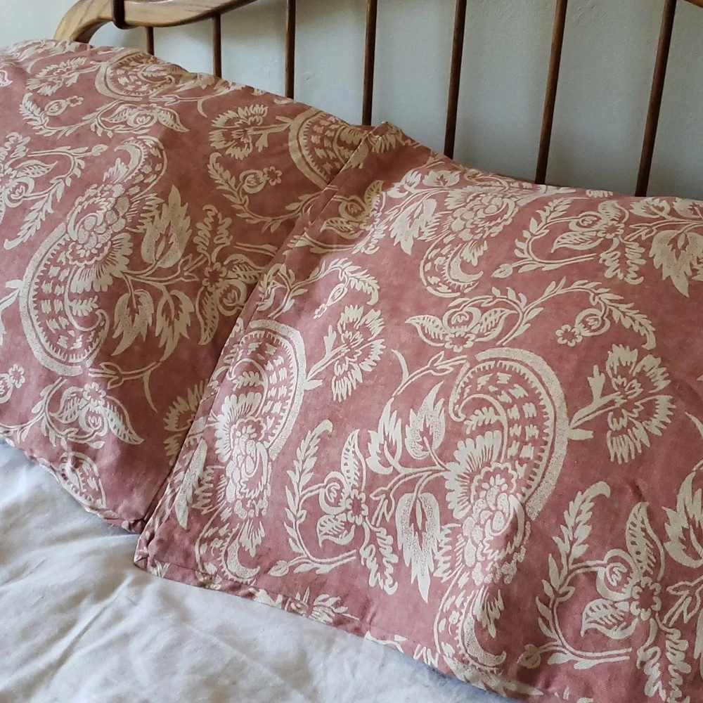 Pottery Barn ALESSANDRA Terra Cotta Linen Blend Pillow Shams Set of 2